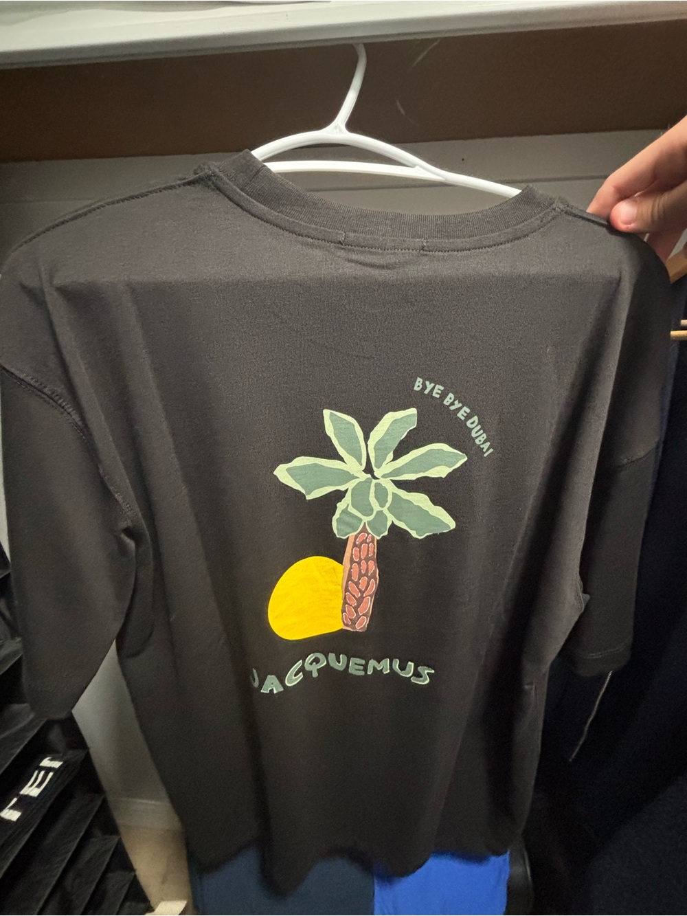 Jacquemus Black Short-Sleeve Tee with Yellow Sun & Green Palm Graphic